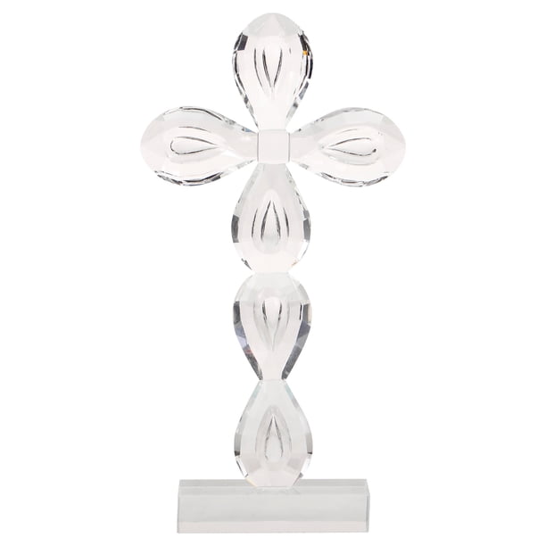 Cruz de cristal para mesa, adorno de cruz, artesanía, figura de cruz, decoración de mesa con cruz