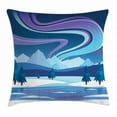 thumbnail image 1 of Northwoods Throw Pillow Cushion Cover, Aurora Borealis Composition Countryside Elements Frozen Lake Hills and Trees, Decorative Square Accent Pillow Case, 16 X 16 Inches, Multicolor, by Ambesonne, 1 of 2
