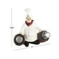 thumbnail image 3 of Chef 8.0" Polystone Figurine Salt and Pepper Shaker Holder with Wood Barrel Accents, by DecMode, 3 of 9