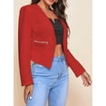 thumbnail image 4 of Women'S Short Blazer, Work/Casual Long Sleeve Front Opening Jacket with Pockets Red XXXL, 4 of 6