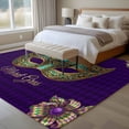 thumbnail image 4 of Carnival Area Rugs 6'x9', Washable Small Throw Rugs for Kitchen Dining room, Modern Chic Mask Flower Purple Plaid Checkered Indoor Outdoor Rug Non-Slip Low Pile Carpet Runner Reversible Floor Mats, 4 of 8