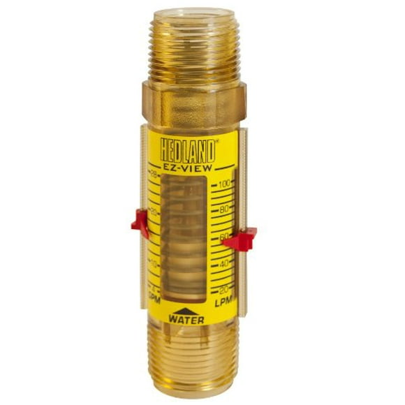 Hedland H621-028-R EZ-View Flowmeter, Polyphenylsulfone, For Use With Water, 4.0 - 28 gpm Flow Range, 1" NPT Male