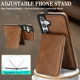 thumbnail image 4 of ELEHOLD Magnetic Leather Wallet Case For Samsung Galaxy S25 , 2-in-1 Magnetic Card Holder Shockproof PU Leather Flip Stand Wallet Protective Case, Darkbrown, 4 of 11