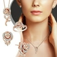 thumbnail image 5 of Rings for Women 1Set Fashion Rose Crystal Jewelry Sets Earring Pedant Necklace Ring for Women Rose Gold Wedding Anniversary Valentines Gift Size 9 Valentine's Day Gifts, 5 of 8