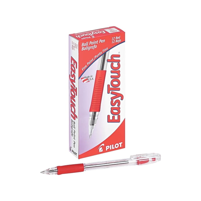 Bolígrafos de Punta Fina PILOT EasyTouch Tinta Roja Paquete de 12