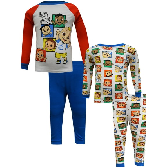 Komar Kids Boys Cocomelon Let's Play Cotton 4 piece Toddler Pajamas (4T)