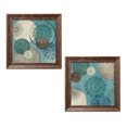 thumbnail image 2 of Gango Home Decor Abstract Circle Patterned Wall Art ; Two Blue 12x12in Art Prints in Gold Trim Brown Frames, 2 of 6