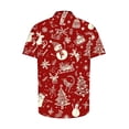 thumbnail image 5 of BLTIBY Christmas Shirt for Men Lapel Button Down Short Sleeve Hawaiian Shirts Xmas Snowman Printed Casual Holiday Shirts Tops Red 2 4XL, 5 of 5