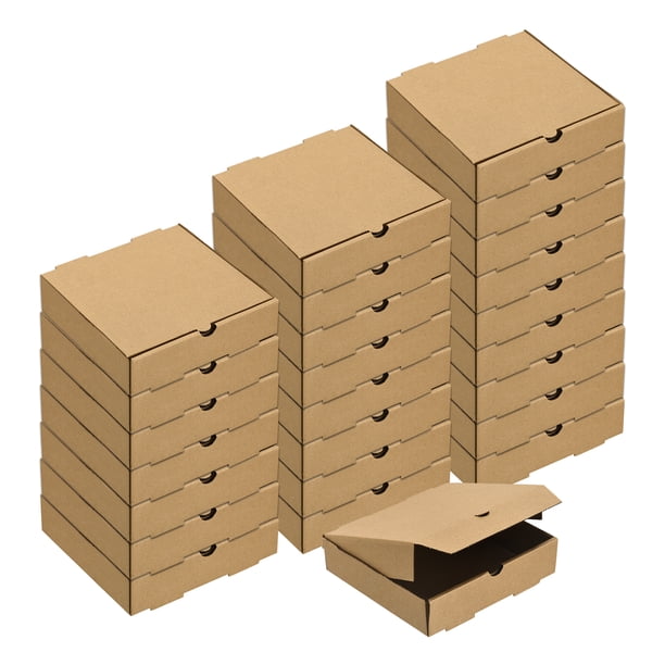 Caja de pizza, 25 piezas de 10 x 10 pulgadas, cajas de pizza cuadradas de papel de piel de vaca, para fiesta de pastel y galletas (marrón)