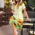 thumbnail image 3 of Balery Sunflowers On A Yellow Background Vestidos sueltos de manga corta para mujer, vestidos de verano 2025, vestidos casuales de corte A con vuelo., 3 of 6