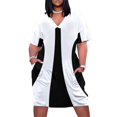 thumbnail image 1 of Vestido holgado con bolsillos, estilo retro de los años sesenta, en blanco y negro. Vestido de verano para mujer. Ropa de mujer para verano 2025., 1 of 7