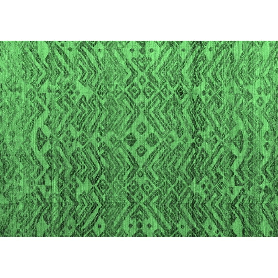 Ahgly Company Indoor Rectangle Abstract Emerald Green Modern Area Rugs, 2' x 3'