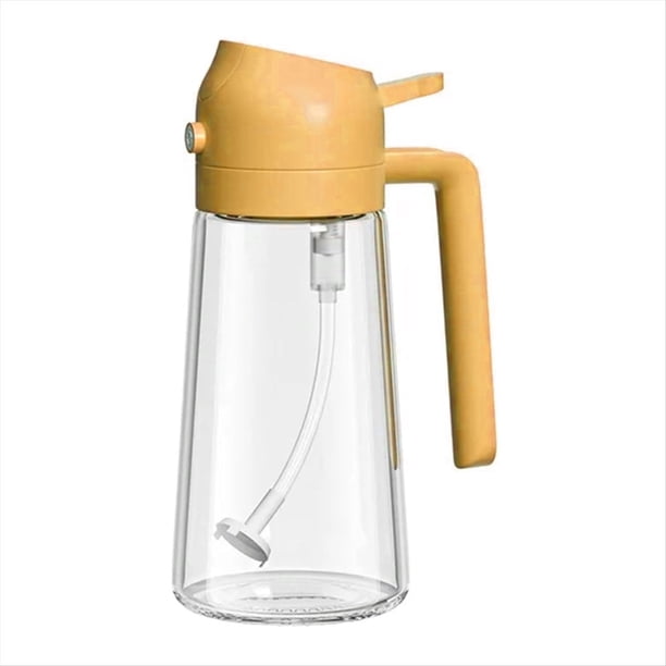 Dispensador de Aceite y Rociador de Aceite 2 en 1, Botella Dispensadora de Aceite de Vidrio de Aproximadamente 16 Oz para Cocina Naranja