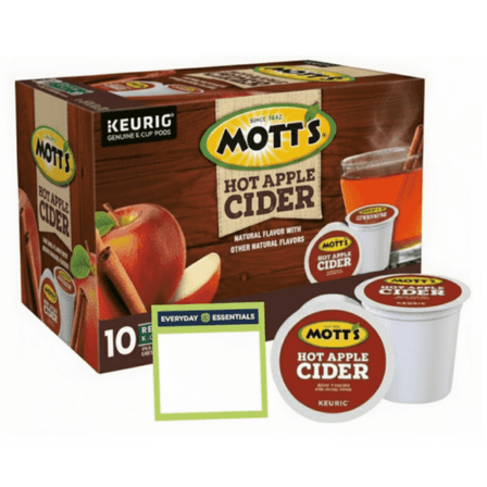 Mott's Hot Apple Cider Coffee Pods Caffeine-Free 10 Count Includes Everyday Essentials Note Pad