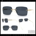 thumbnail image 2 of Luxury Rimless Rectangle Metal Pyramid Stud Jewel Arm Metal Rim Sunglasses Gold - Black, 2 of 8