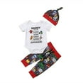thumbnail image 1 of Newborn Boy Romper+Long Pants+Hat 3PCS Outfit Set, 1 of 5