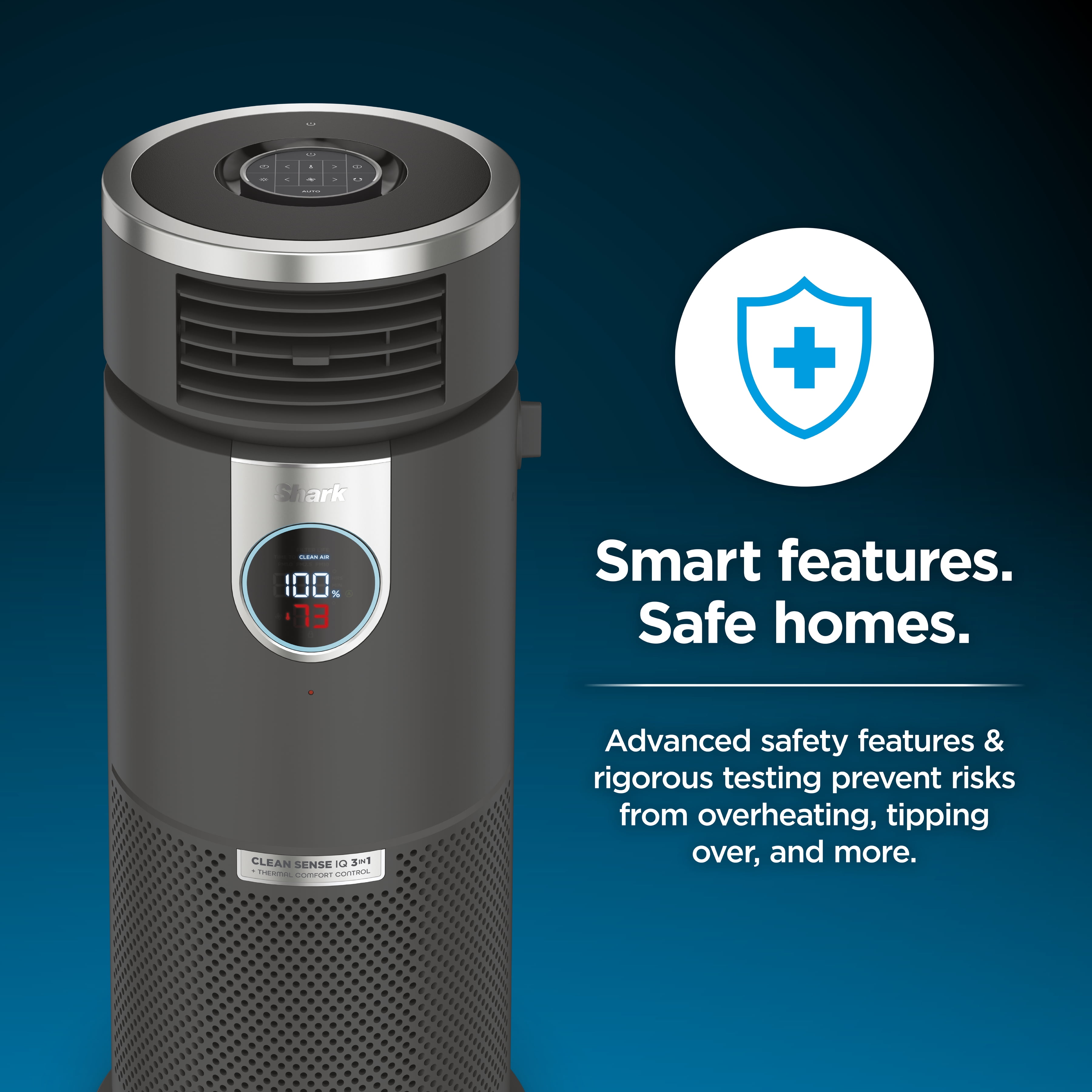 Shark Air Purifier with Nanoseal HEPA, Cleansense IQ, Odor Lock, Cleans up  to 500 Sq. ft, Charcoal Grey, HP100