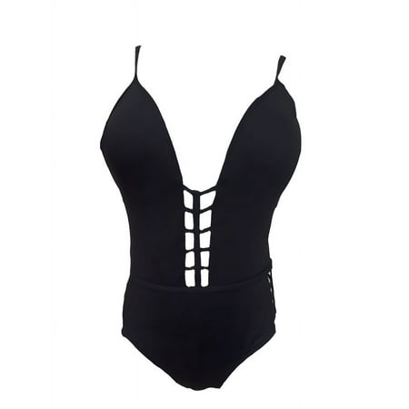 KENNETH COLE Women's Push Up One Piece Swimsuit, Black, X-Large