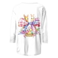 thumbnail image 5 of UVEASISHA Women's Novelty Holiday Tops Plus Size Cute Bunny Printed T-Shirt 3/4 Sleeve Casual Spring Blouses Family Easter Party Shirts Pink 3XL, 5 of 7