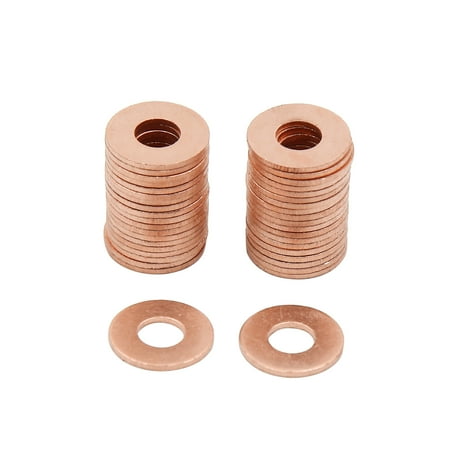 

40pcs 6mm Inner Dia Copper Washers Flat Sealing Gaskets Ring for Cars