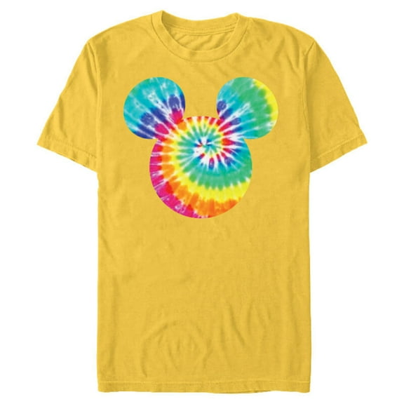 Disney Mickey Mouse Icon Rainbow Tie-Dye - Short Sleeve Blended T-Shirt for Adults- Customized-Yellow