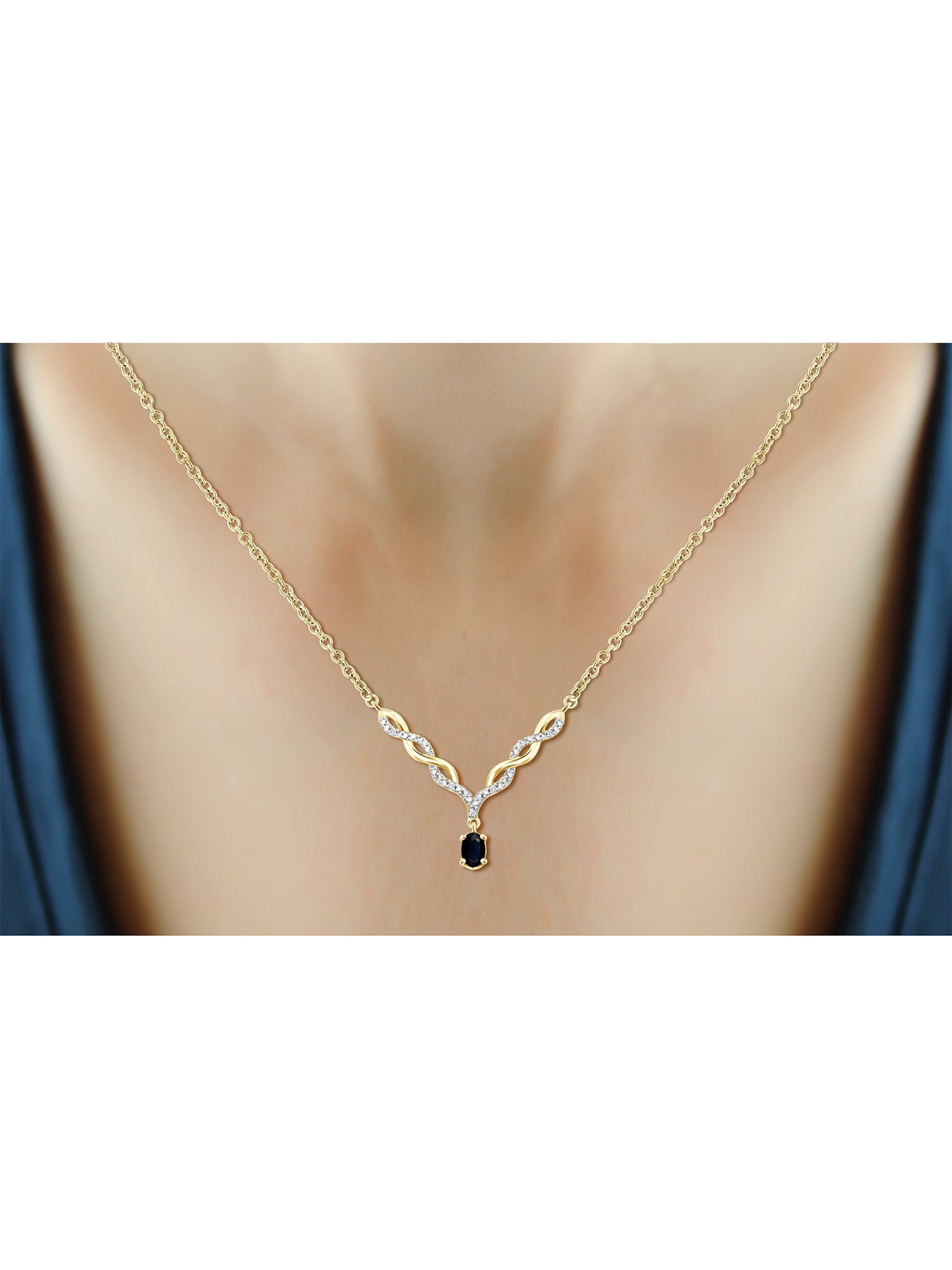 0.67 Carat T.G.W. Sapphire Gemstone and Accent White Diamond Women's Pendant