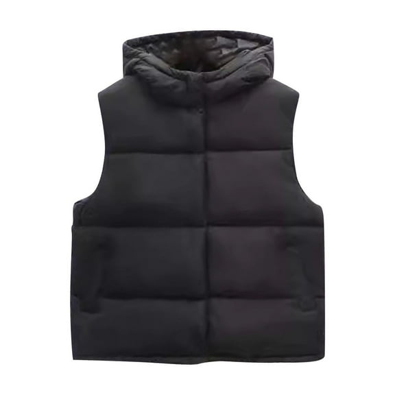 SELONE Kids Vest Boys with Pockets Hooded Zipper Solid Sleeveless Fall Winter Coats Black 10 Years