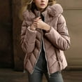 thumbnail image 6 of Olyvenn Women's Winter Warm Thickened Quilted Puffer Jacket Zipper Pockets Bubble Coat with Removable Hood Faux Fur Collar Pink XL, 6 of 6