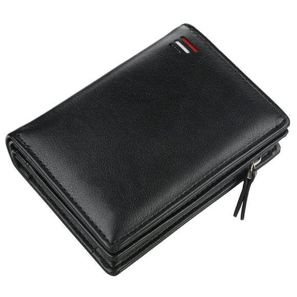 Leather Wallets for Men Short Billfold Wallet with Zipper Pocket Mens Purses Credit Card Holders