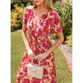 thumbnail image 6 of CUPSHE Red Floral Print Smocked Maxi Dress, 6 of 6