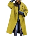 thumbnail image 2 of Usmixi Womens Winter Wool Jacket Womens Woolen Overcoat Plus Size Casual Solid Open Front Long Coat Long Sleeve Button Lapel Trench Coat Outwear with Pocket 2023 Wool Jacket Flash Deals, 2 of 6
