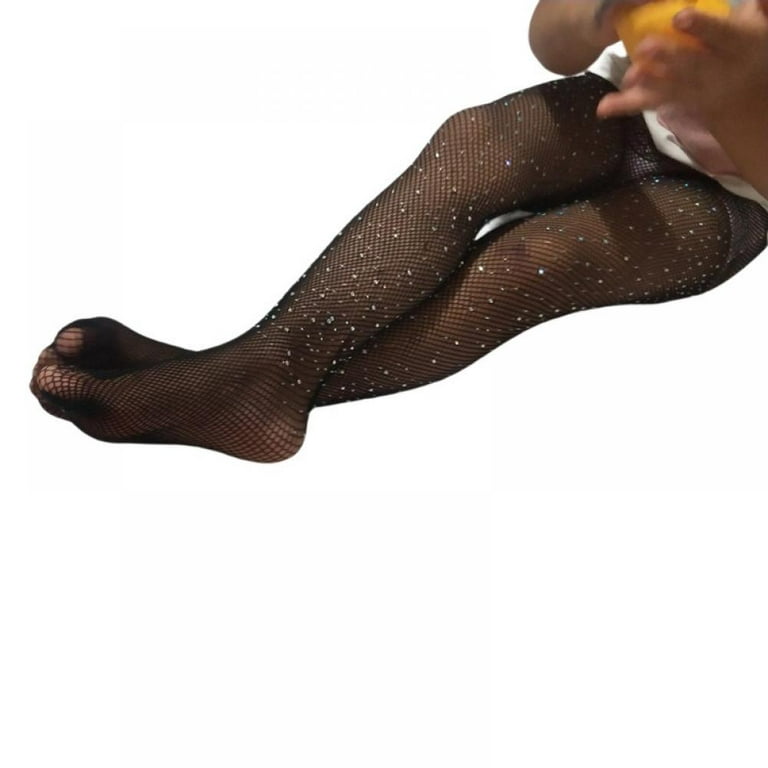 Girl's Fishnet Tights Fishnet Stockings Glitter Tights Bling Legging Mesh  Socks Rhinestone Hollow Out Pantyhose for Halloween Dress up Party