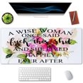 thumbnail image 2 of Funny Quote Extended Gaming Mouse Pad (35.4x15.7 in), Large Stable Rubber Base Mousepad with Stitched Edges - A Wise Woman Once Said and she Lived Happily Ever After, 2 of 6