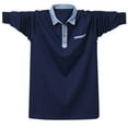 thumbnail image 2 of UVEASISHA Big and Tall Polos Shirts for Men Lightweight Loose Fit Golf Shirts Stylish Contrast Neck Long Sleeve Work Shirt with Chest Pocket Sales Today of The Day,Navy,5XL, 2 of 6