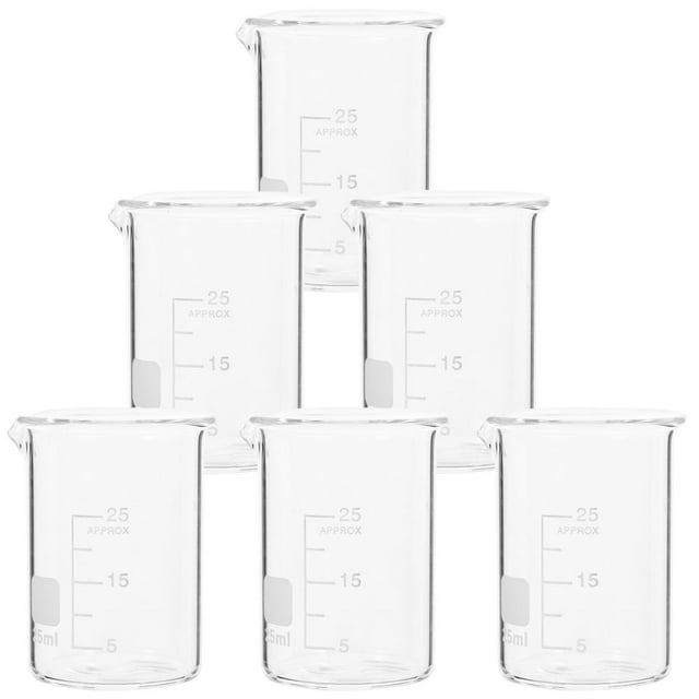 LEEYNEER6pcs Glass Beakers Chemistry Lab Glassware 10/25/50ml