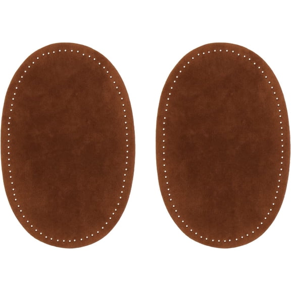 2Pcs Sew-On Fabric Oval Elbow Knee Patches Sweater Trousers Repair Patches Craft Supply Sewing Appliques (Suede Fabric，Brown)