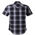 thumbnail image 3 of Coevals Club Mens Pearl Snap Plaid Western Cowboy Button Up Short Sleeve Shirts Black White Gray 09 Large, 3 of 7