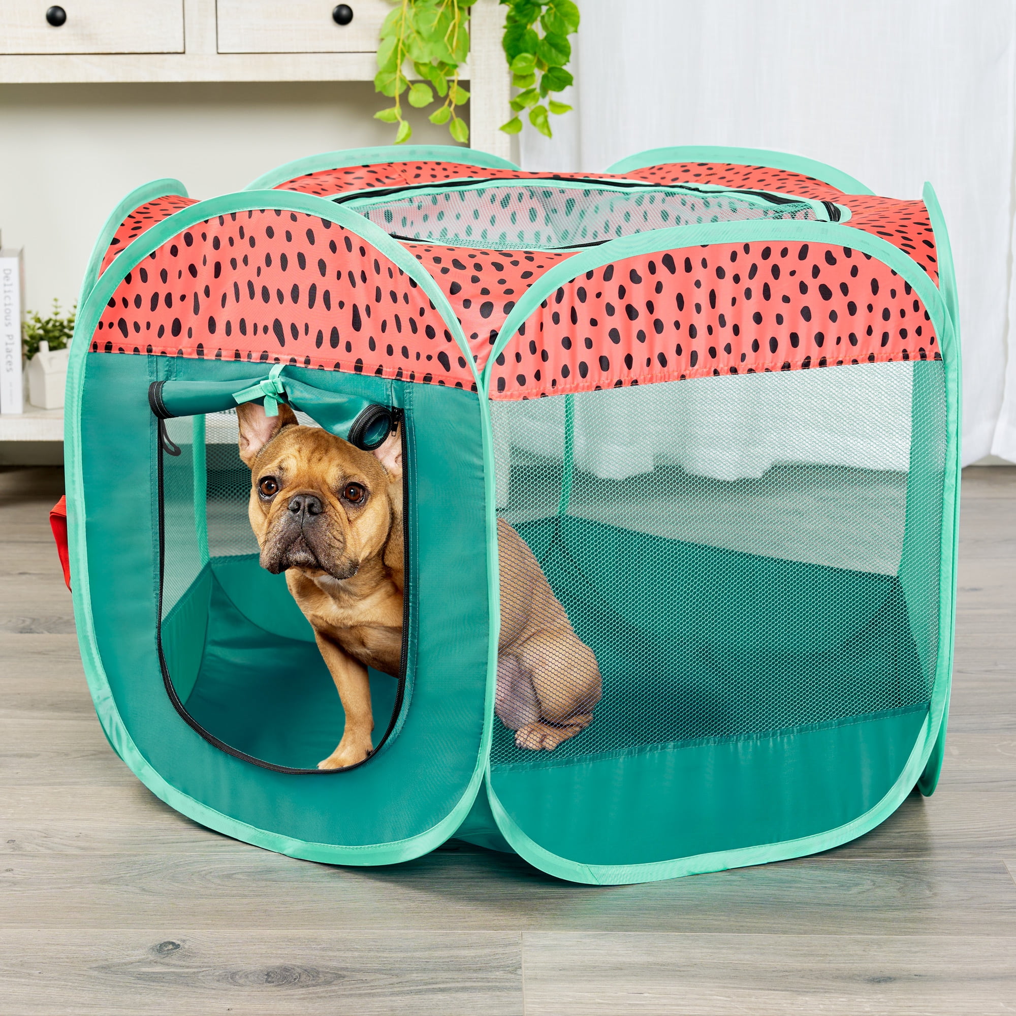 FurHaven Pet Products Mesh Open-Air Pet Playpen - Watermelon, Small