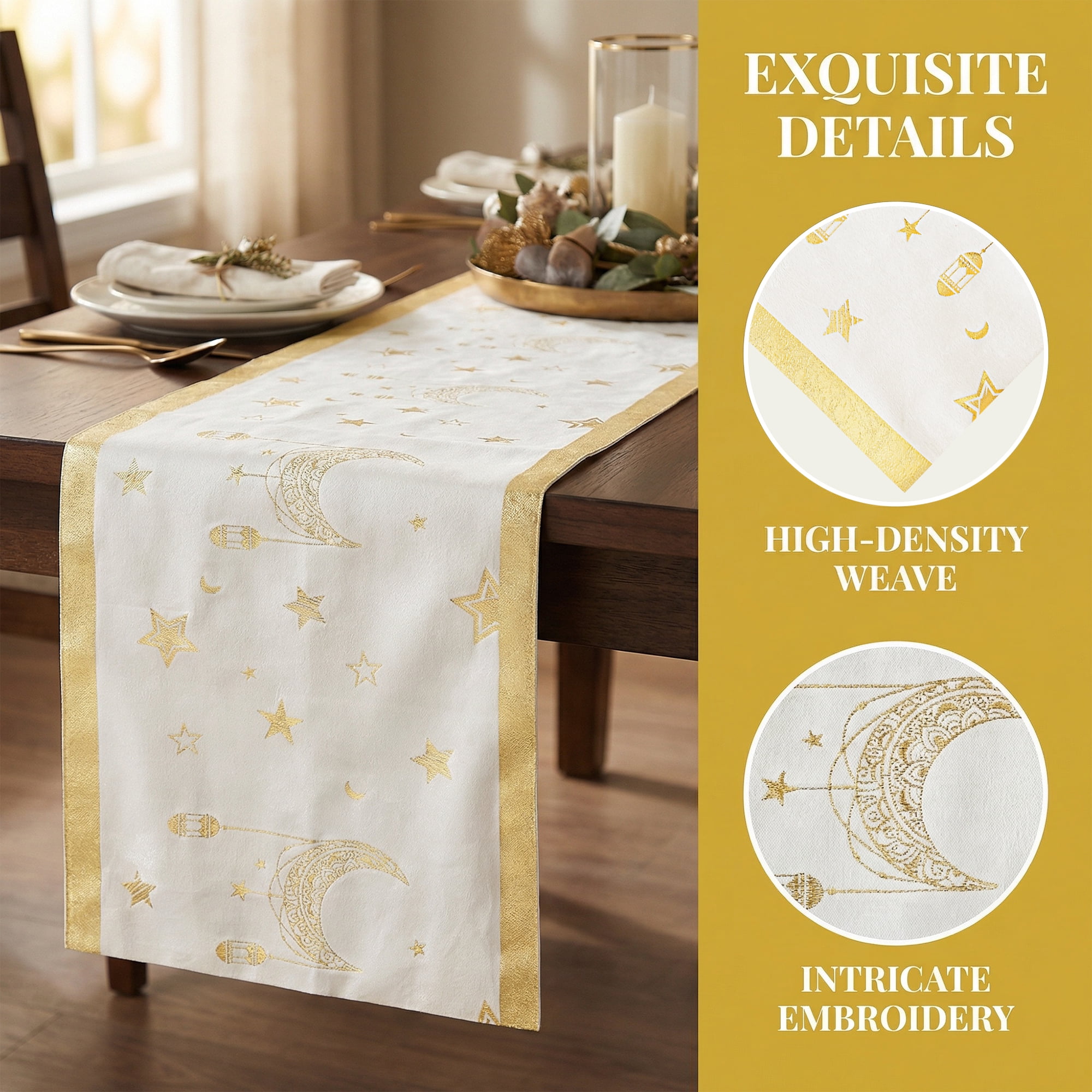 Unique Bargains Long Polyester Kitchen Runner Table Runner for Decor White 13"x106.3"