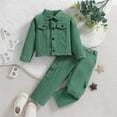 thumbnail image 2 of Darzheoy Boys And Girls Outfits Cute Loose Fall Winter Lapel Corduroy Patchwork Color Coat Tops And Pants Long Sleeve 2 Piece Sets ,Size 2-6 Years, 2 of 9