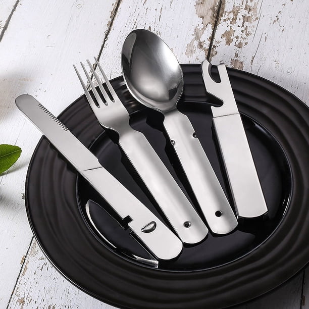 Platos Camping Juego 13 Piezas Acero Inoxidable, Incluye Platos