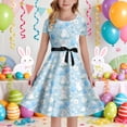 thumbnail image 2 of XEGLSBU Dresses for Girls Sparkly Easter Print Girls Sleeveless Dress Back Elastic Zipper for Casual Outdoor Daily Wear (Sky Blue-C Size 13-14 Years), 2 of 3
