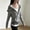 Dark Gray, variant on Women Striped Polka Dot Print Zip Up Hooded Jacket, Long Sleeve Hoodie Coat with Side Pockets, Casual Slim Fit Outerwear Top for Daily Street Style Dark Gray XL(XL)