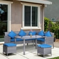 thumbnail image 2 of Outsunny 5 Pieces Wicker Patio Furniture Set with Cushions, Bright Blue, 2 of 10