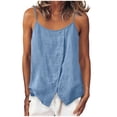 thumbnail image 2 of LEKWK Tank Tops for Women Camisole Loose Fit Spaghetti Strap Linen Cami Shirts Crew Neck Sleeveless Loose Fit Button Summer Tops Fashion Going Out Outfits, 2 of 6