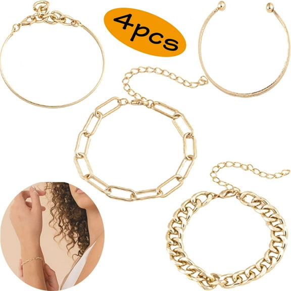 Gold Bracelets for Women Jewelry Gift Set of 4 for Women Dainty Boho Gold Bracelets