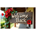 thumbnail image 3 of Wooden Door Themed Welcome Back Banner with Floral Leafy Elements Party Decorations Backdrop Background for Homecomings Reunions Office Returns Gatherings, 3 of 7