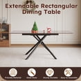 thumbnail image 3 of AENKYO 59" Modern Expandable Dining Table, Brown Sandblasted Glass Top with X-Base, Small Space Table for 4-6 Persons, 3 of 7