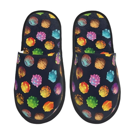 Balery Lovely Planet Slient Indoor Furry Fleece Comfort House Shoes Soft Non-Slip Home Shoes Cotton slippers House Slippers-- Medium