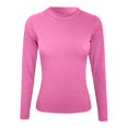 thumbnail image 4 of Womens Long Sleeve Stretch Crewneck Ribbed T Shirt, Polyester, with Front Pleated Design, 4 of 4